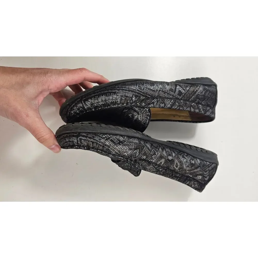 Vaneli Penny Loafer Shoe 9 M Black Metallic Aztec Slip On teacher career casual#
